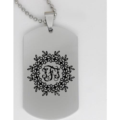 Ufine jewelry girl gift pendant army card flower circle personality name stainless steel customed necklaceN4268