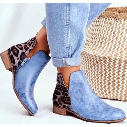 Women PU Leather Ankle Boots Women Autumn Winter Zipper Vintage Women Punk Boots Flat Ladies Shoes Flat Short Boots NVXUE53