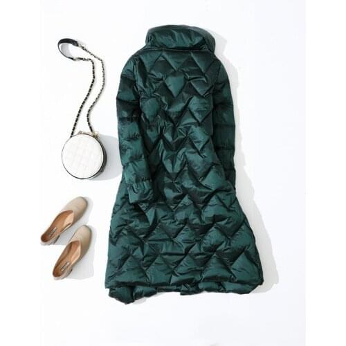 White Duck Down Ultra Light Jacket Women Winter Double Sided Slim Down Coat Single Long Sleeve Breasted Parkas