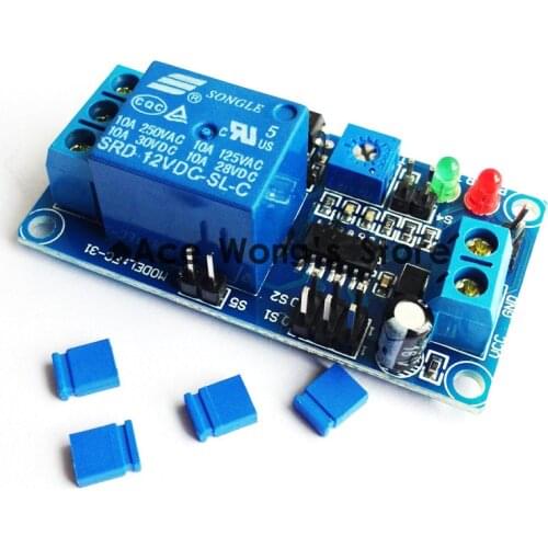 1pcs DC 12V delay timer relay with delay adjustment potentiometer turn on/off switch module