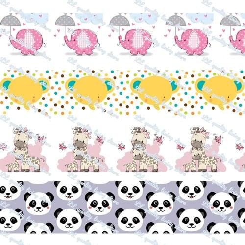 16-75MM Cartoon Animals Printed Grosgrain Ribbon 50 Yards/Roll Tape Clothing Bakery Gift Wrapping Accessory Hairbow Head