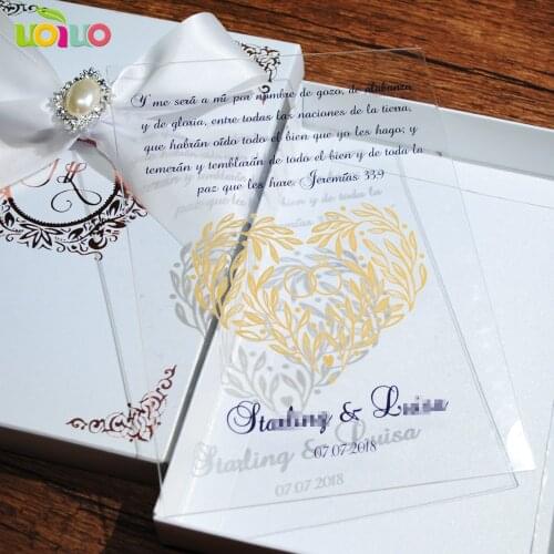 20pcs hot sell acrylic wedding invitation card menu card with rsvp card