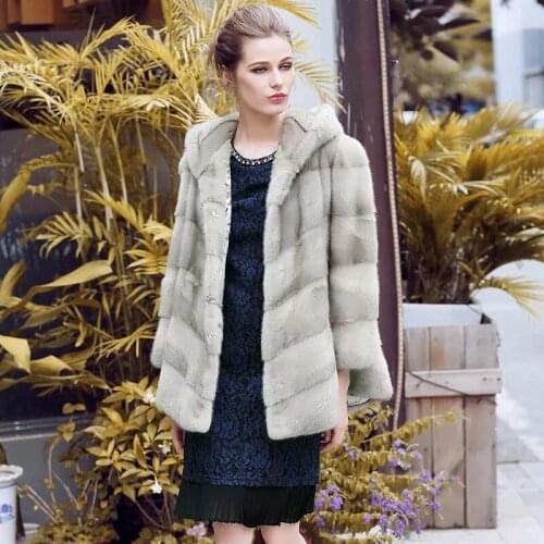 2017 Brand luxury women natural mink fur jacket long style With sashes elegant lady high quality winter fur coat TU144-094