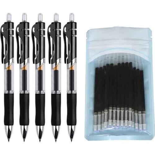 25Pcs/set Retractable Gel Pen Refills 0.5mm Black/Blue Ball Point Pen Handle Replaceable Rod School Office Supplies Stationery