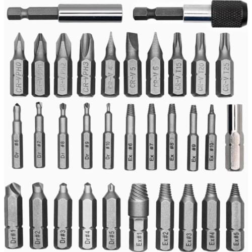 33pcs Double-end Broken Screw Extractor Damaged Bolt Stud HSS Drill Bit Set Stripped Screw Remover Kits