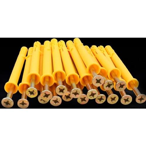 6/8/10/12mm Screw Set Expansion Tube Pipe Self Tapping Screw Plastic Woodworking Plugs With Metal Screw Household Hardware Tools