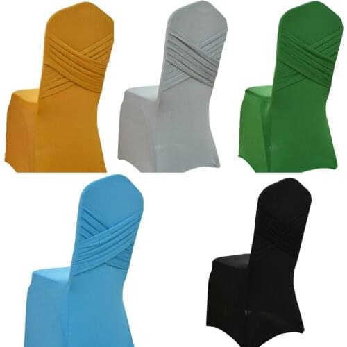 Lychee Back Cross Chair Cover Solid Stretch Elastic Dining Seat Cover Chair Cover for Banquet Wedding Restaurant Hotel