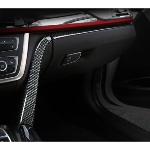 Carbon Fiber Car Co-pilot Panel Decoration Cover Trim Glove Box Switch Frame Sticker For BMW F30 f32 f34 Interior Accessories
