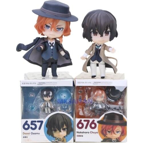 Action Figures Bungo Stray Dogs Dazai Osamu #657 Nakahara Chuuya #676 Anime Figura Model Cute Toys PVC Xmas Gift Figma Kids Toys