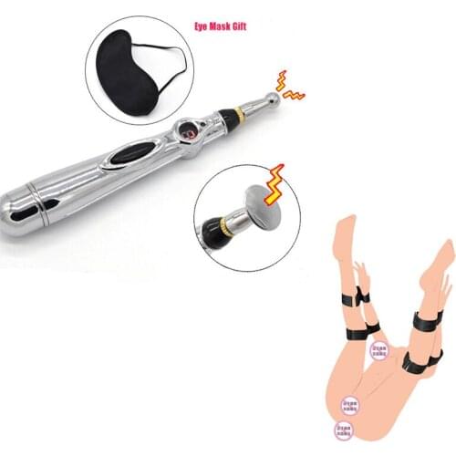 Electric Shock Pen Massager Hand Arm To Thigh Cuff Bondage System,Electric Shock G-Spot Clitoris Stimulator Masturbator Sex Toys