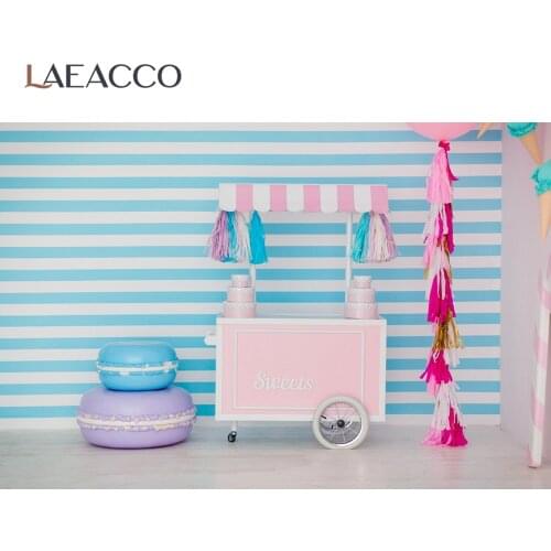 Laeacco Ice Cream Cart Photography Background Cake Candy House Baby Children Portrait Scene Photographic Backdrops Photo Studio