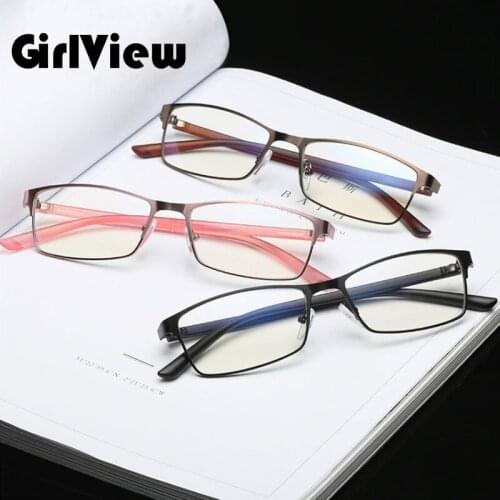 GirlView Fashion Metal Eyeglasses Full Frame Anti-blue Glasses Computer Eyewear For Men Simple Style