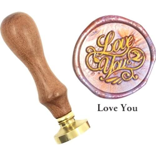 Exquisite Paint Wax Stamp LOVE YOU brass stamp wood handle,DIY Ancient Seal Retro Stamp,Personalized Wax Seal High Quality
