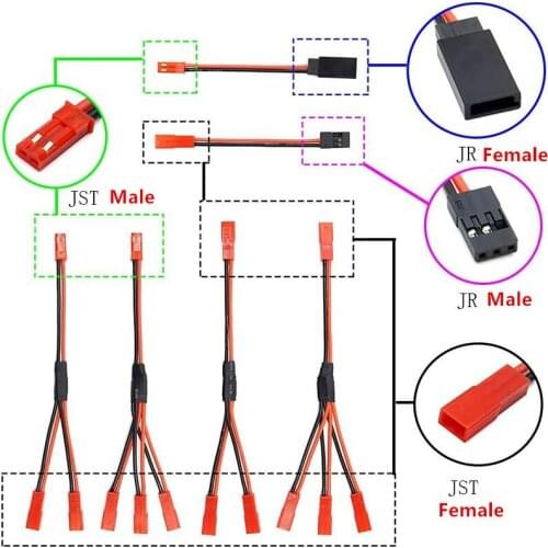 JST Female To Femal/Male/Jr Adapter cable 10CM 20AWG For Rc Car / Drone / Airplane / Quadcopter Battery ESC Fan