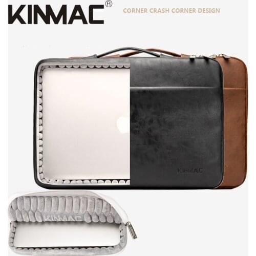 Kinmac Brand PU Leather Laptop Bag 12,13,14,15,15.6 inch, Shockproof Briefcase Case For MacBook Air Pro 13.3,15.4 Dropship