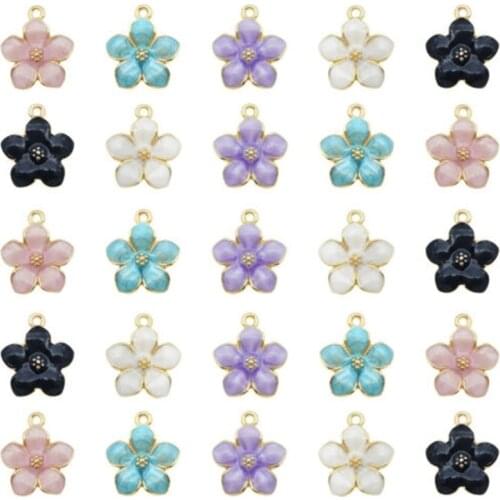 Daisy Flower Pendant Charm Mixed Assorted 20pcs Jewelry Accessories Alloy Enamel