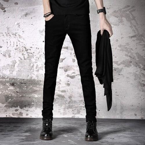 Spring and Autumn Korean Men‘s Black Denim Trousers Men Pencil Pants Stretch Slim Casual Skinny Jeans Male Size 27-36