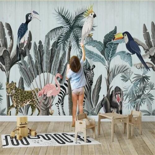 Wallpaper mural custom nordic flamingo tropical plant background wallpaper mural
