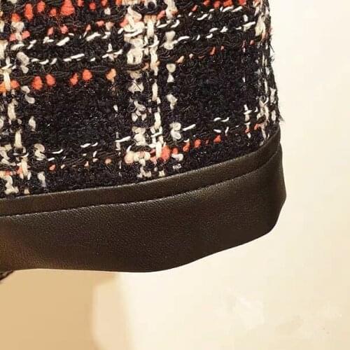 2019 Autumn And Winter New Stitching Button Long Sleeve Coats & Jackets Tweed Cardigan Wool & Blends