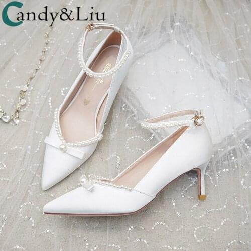 New winter bridal shoes in 2020 white high heeled shoes with master wedding dress and crystal shoes