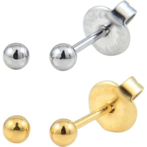PAIR Stainless Steel Round Ball Ear Piercing Stud Charming Jewelry Earring Pin For Piercing Gun Tool Kit Pair Pack