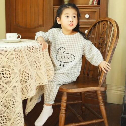 Korean girls' pajamas set summer thin cute childrens clothing home clothes baby clothes childrens cotton pajamas
