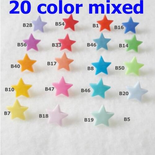 20 color mixed ) 200sets KAM Star Plastic Snaps Buttons Fasteners for baby diaper nappy cloth XT 502