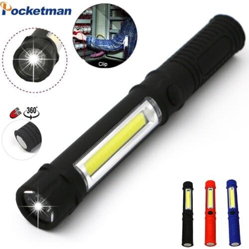 Mini led torch Flashlight lanterna powerful Working Inspection COB LED waterproof with Magnetic Base Power by 3 x AAA battery