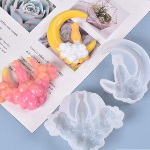 Transparent Silicone Mold Resin Decoration Process Moon Cat Stencil mold For DIY Charms Mold Epoxy Resin Mold For Jewelry
