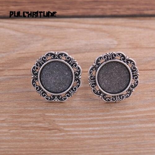 4pcs Fit 15mm Antique Silver color color Plated Brass Openwork Carving Round Adjustable Ring Settings Blank/Base