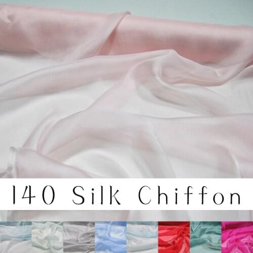Silk Chiffon Fabric Dress 100% White Black Shirt Solid Color Spring Summer Soft Flowing Yarn Sewing Lining