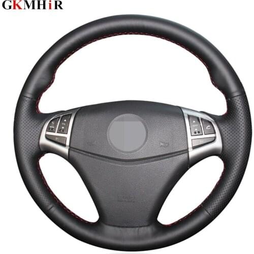 DIY Black Artificial Leather Hand-stitched Car Steering Wheel Cover for Ssangyong Korando 2011 2012 2013 2014