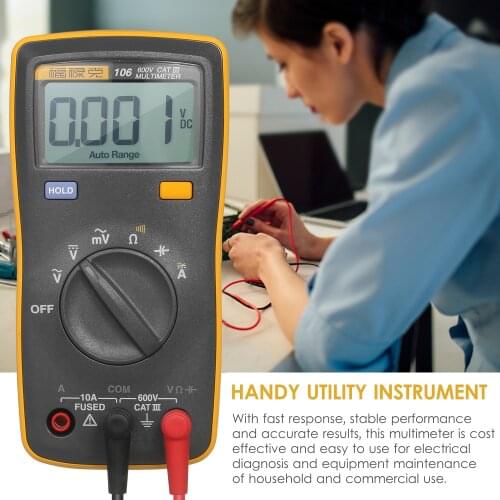 FLUKE Tester Mini Palm-sized Multimeter Digital Multimeter Handheld Voltmeter Portable Ammeter Voltage Meter 6000 Counts