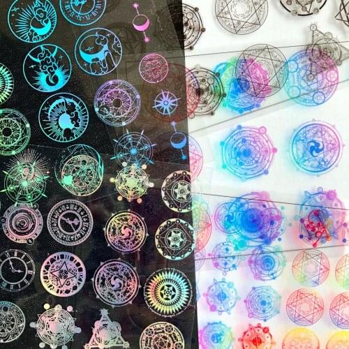 Magic Circle Laser Films Round Moon Star Transparent Sheet for DIY Resin Epoxy Jewelry Accessories Fillings