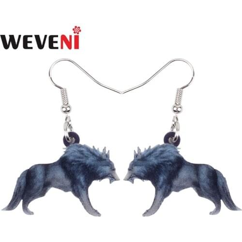 WEVENI Acrylic Fashion Anime Wolf Beast Earrings New Dangle Drop Trendy Animal Jewelry For Women Girls Ladies Female Dropship