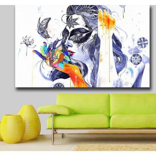Wxkoil Wall Picture Girl With Butterfly Flower Home Decor On Canvas Modern Wall Art Canvas Print Poster Canvas Painting Unframed