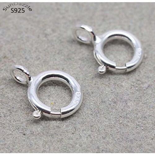 2pcs 5-10mm Real Pure Solid 925 Sterling Silver Spring Ring Clasp with Open Jump Ring Connection Buckle Jewelry Making Findings