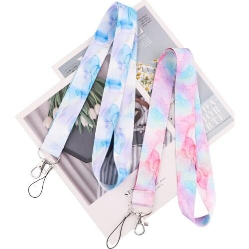 ZF2943 1pcs Colourful Marble Pattern Neck Strap Lanyards ID Badge Card Holder Keychain Phone Gym Strap Webbing Necklace Gift