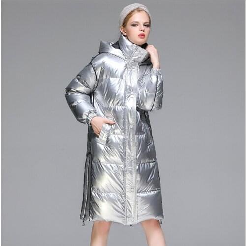 2020 Winter New Womens silver color down Coat Medium Length coats Windproof jacket waterproof Jackets Womens Parka lady Parkas