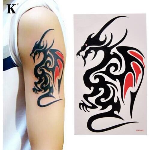 1 Sheet Wolf Tiger Dragon Body Art Temporary Women Men Tattoo Waterproof Large Tattoo Sticker Cool Skin Decor