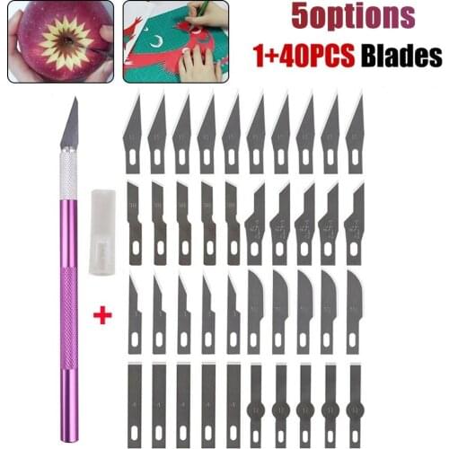1pc Non-slip Metal Engraving Craft Knife With 40pcs Blades For Mobile Phone PCB DIY Carving Hand Multi Repairing Tool