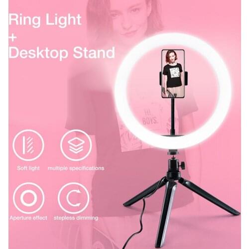 10inch Dimmable LED Selfie Ring Fill Light Phone Camera Adjustable Led Ring Lamp With Tripod For Makeup Video Live For TikToks