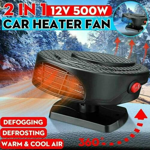 12V 500W Protable Auto Car Fan Heater Removng Fog+Defrosting+Cool Air+Warm Air Driving Defroster Demister Heating Cooling Fan