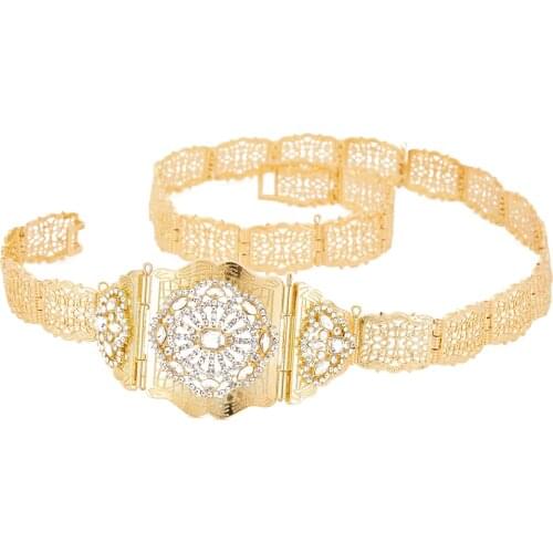 2021 Jul Algeria Moroccan Chic Caftan wedding 14k gold and silver Metal belt for women adjustable chain