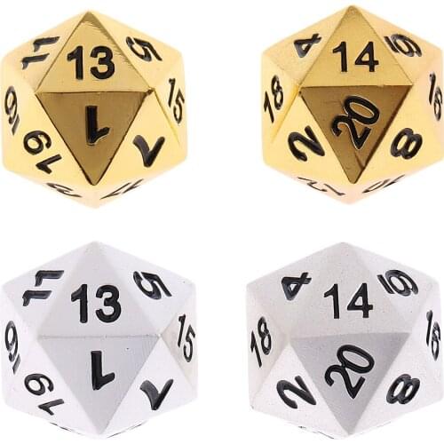 2x Zinc Alloy D20 20 Side Dices with Black Numbers for , Role Play Game