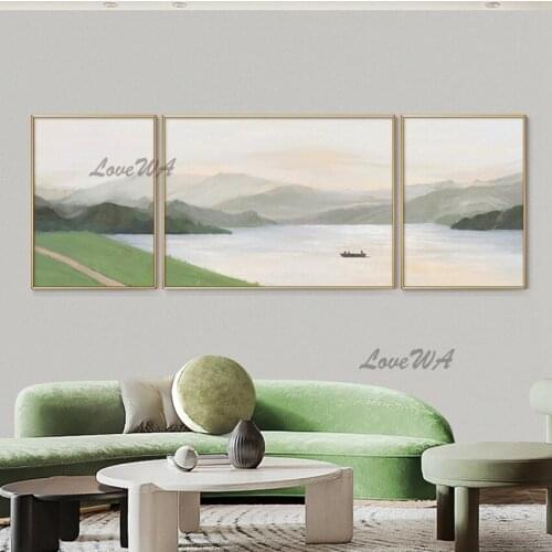3 Panels Beautiful Abstract Scenery Pictures Modern China Import Item Decoration For Home New Light Color Landscape Oil Painting