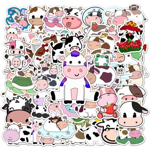 50pcs DIY Dairy Cow Stickers For Notebooks Stationery Notepad Laptop Cute Sticker Aesthetic Craft Supplies Scrapbooking Material