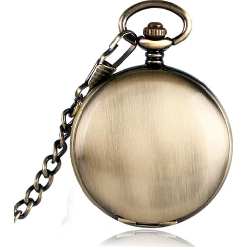 Vintage Simple Smooth Pocket Watch Chain Steampunk Roman Numbers Mechanical Self Winding reloj bolsillo Clock Men Women Gift