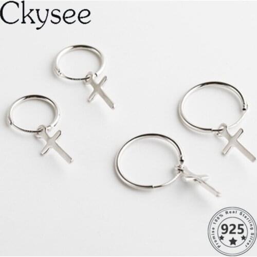 Ckysee 925 Sterling Silver Cross Drop Earrings For Women Gift Fashion Hanging Pendant Dangle Korean Fine Jewelry