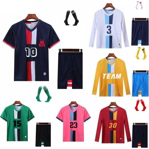 Kid Soccer Survetement suits 2020 Child Football Jerseys Sets custom Children Futbol Kit uniforms Tracksuit Free Socks Shin Pads